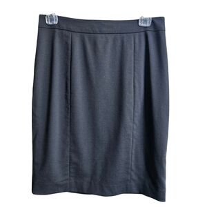 Club Monaco Women's Italian Tropical Wool Black Minimalist Pencil Skirt Size 2